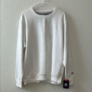 Champion White Crewneck Sweater Relaxed Fit